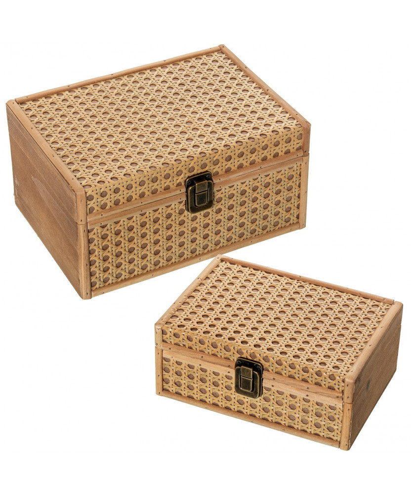 Set 2 Cajas Madera/mimbre