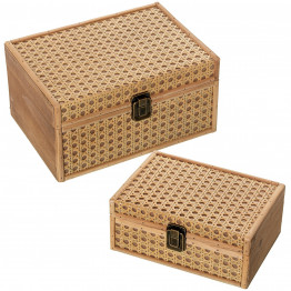 Set 2 Cajas Madera/mimbre