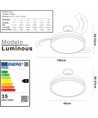 Ventilador Techo C/luz Luminous