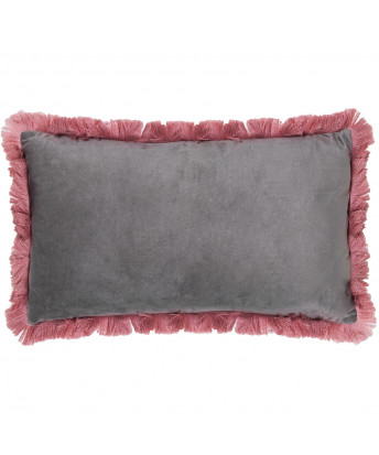 Cojín Flecos Terciopelo Rosa - Gris