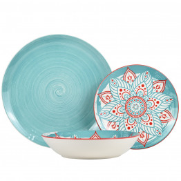 Vajilla 18 Pzs Porcelana Azul Mandala