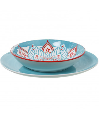 Vajilla 18 Pzs Porcelana Azul Mandala