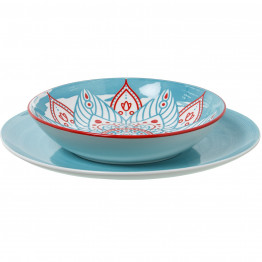 Vajilla 18 Pzs Porcelana Azul Mandala