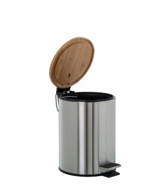 Papelera Acero Inoxidable 3l Tapa Madera