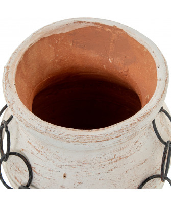 Jarrón Cerámica Aros Metal