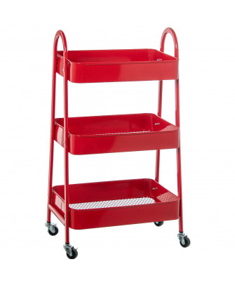 Carrito Almacenamiento Metal Rojo