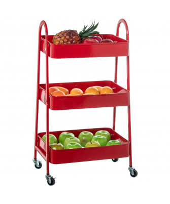 Carrito Almacenamiento Metal Rojo