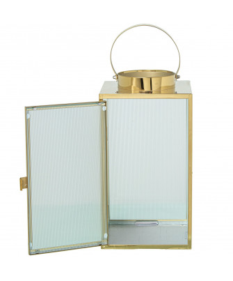 Farol Portavelas Cromado Oro