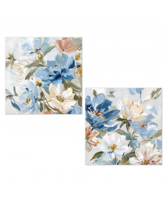 Set 2 Cuadros Flores Azules