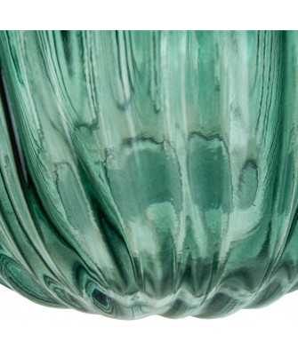 Jarrón Cristal Verde Filo Dorado