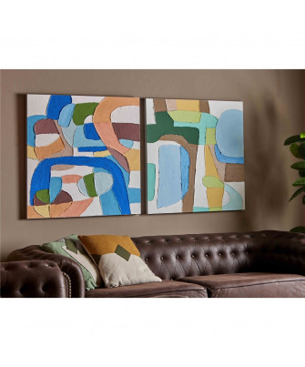 Set 2 Cuadros Abstractos Multicolor