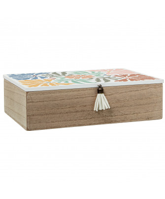 Caja Madera Decorada Flores