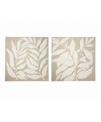 Set 2 Cuadros Hojas Relieve
