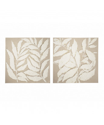 Set 2 Cuadros Hojas Relieve