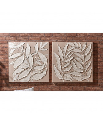 Set 2 Cuadros Hojas Relieve