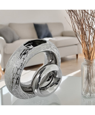 Jarrón Aro Cerámica Plata