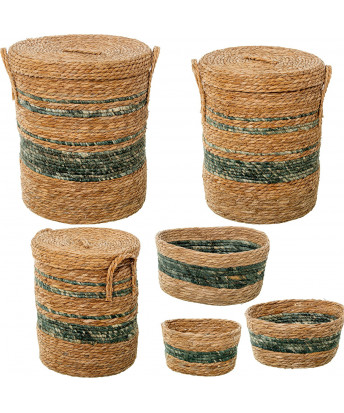 Set 6 Cestos Hierba De Mar Natural/Verde