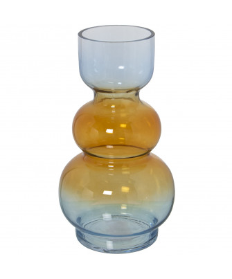 Jarrón Cristal Ámbar/Azul