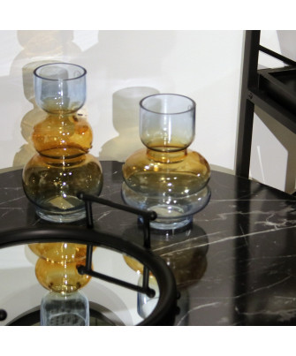 Jarrón Cristal Ámbar/Azul