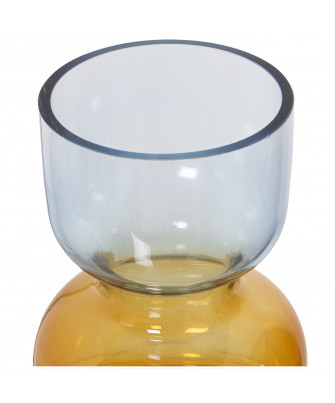 Jarrón Cristal Ámbar/Azul