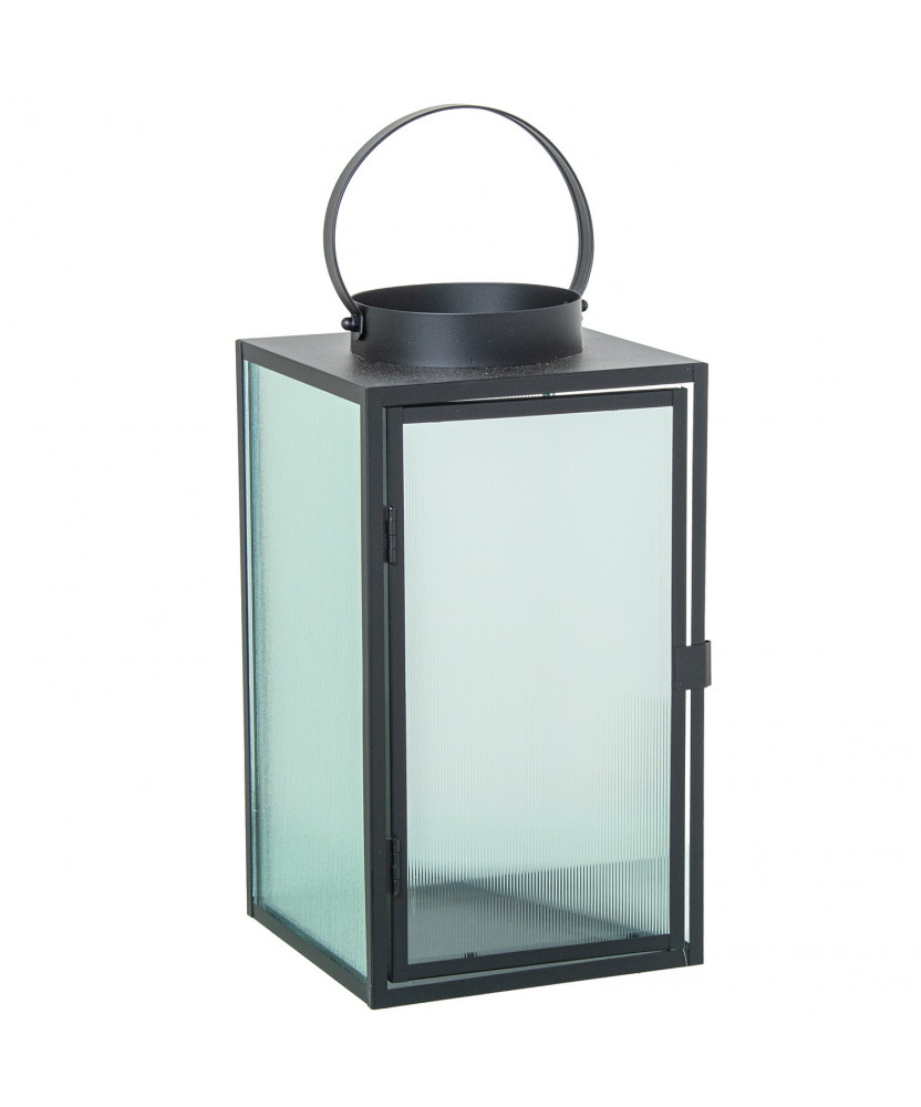 Farol Portavelas Metal Negro 30 cm