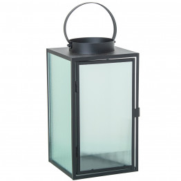 Farol Portavelas Metal Negro 30 cm