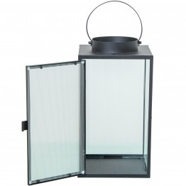 Farol Portavelas Metal Negro 30 cm