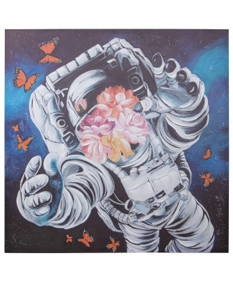 Cuadro Astronauta Floral 100 x 100