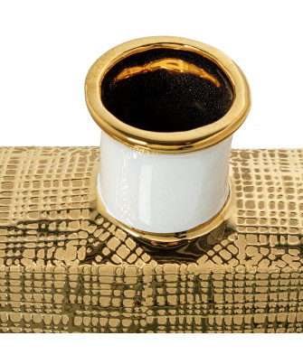 Jarrón Cerámica Oro Brillo / Blanco