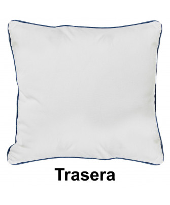 Cojín Flores Blanco / Azul