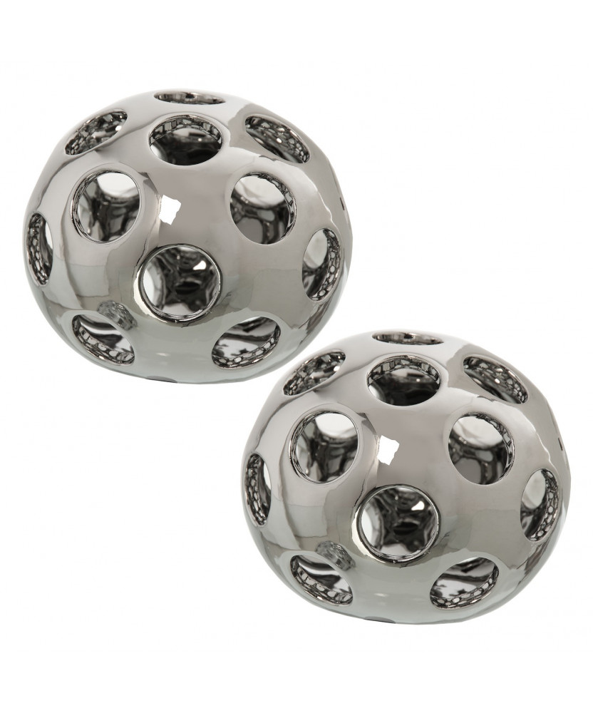 Set 2 Deco Bolas Esencia Plata