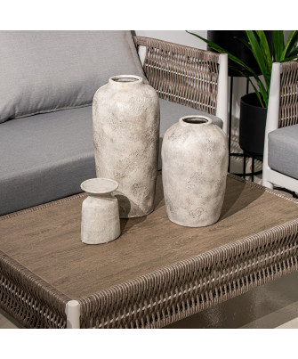 Portavelas Cerámica Blanco Rústico