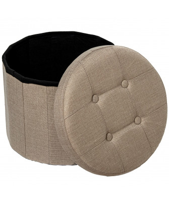 Puf Plegable Almacenaje Beige