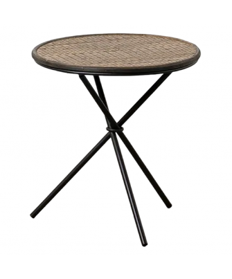 Mesita Auxiliar Pata Cruzada Bambú / Metal