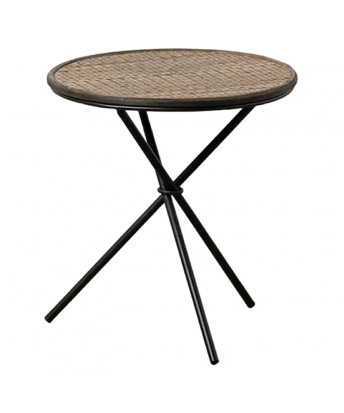 Mesita Auxiliar Pata Cruzada Bambú / Metal