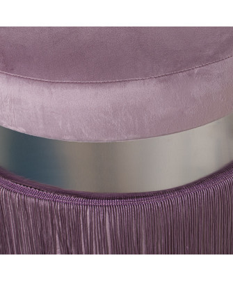 Puf Flecos Rosa / Plata