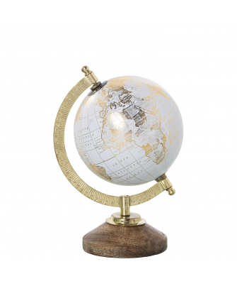 Globo Terráqueo Blanco/Dorado