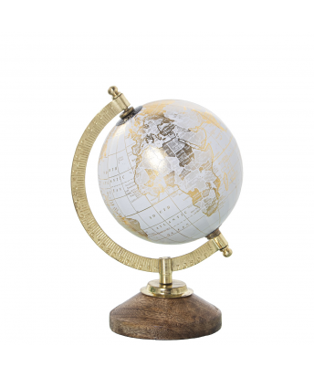 Globo Terráqueo Blanco/Dorado
