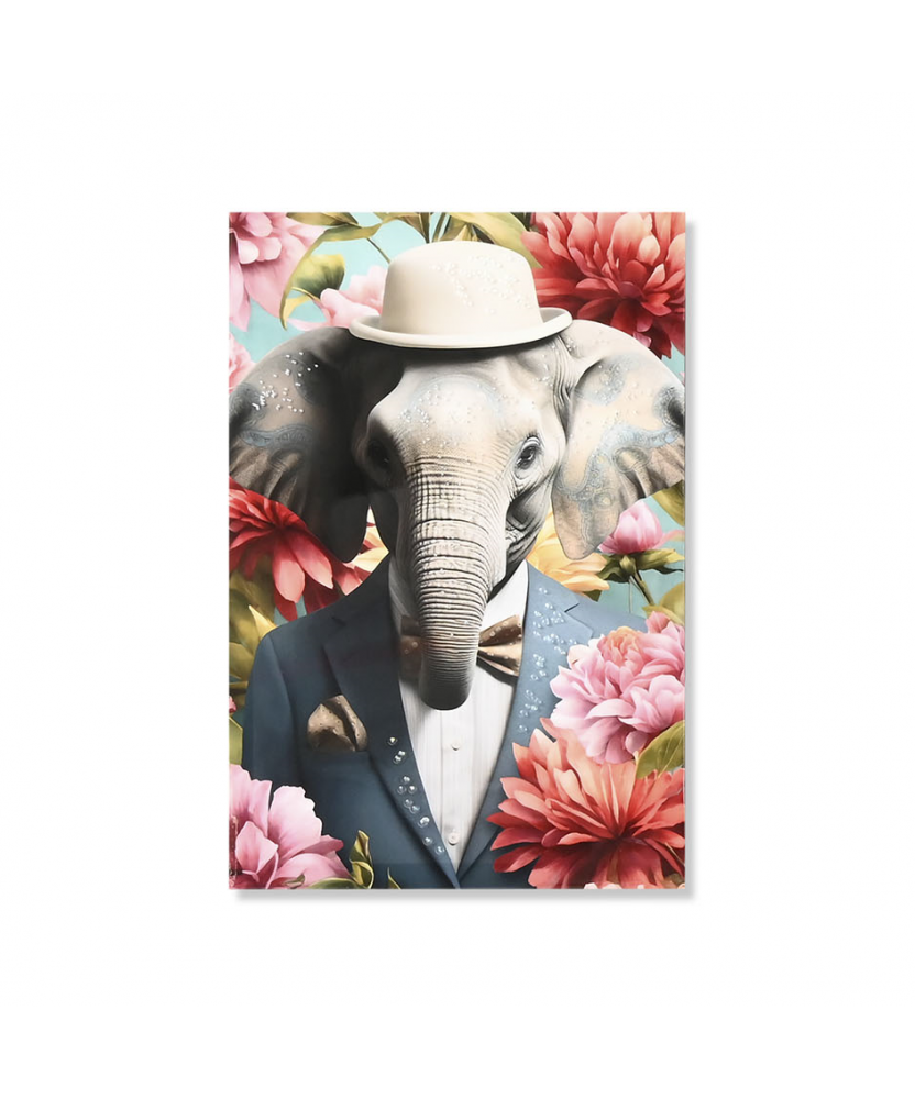 Cuadro Elefante Floral Brillo