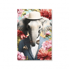 Cuadro Elefante Floral Brillo