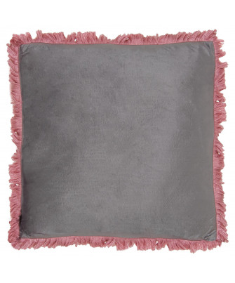 Cojín Flecos Terciopelo Rosa - Gris