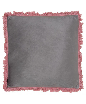 Cojín Flecos Terciopelo Rosa - Gris