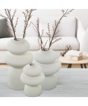 Jarrón Abstracto Cerámica Crema