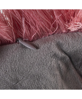 Cojín Flecos Terciopelo Rosa - Gris