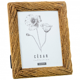 Portafotos Resina  Dorado Bolitas