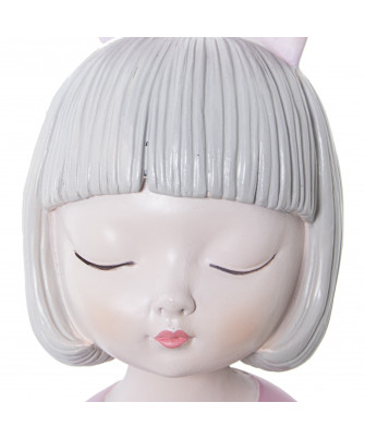 Chica Sentada Orejas Conejo Rosa