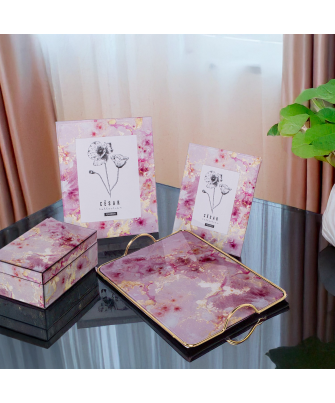 Portafotos Cristal Rosa Abstracto