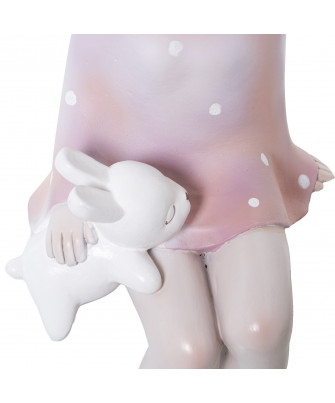 Chica Sentada Orejas Conejo Rosa