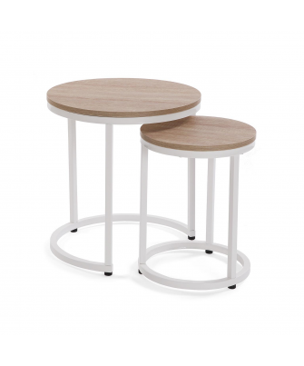 Set 2 Mesas Nido Auxiliar Blanco / Madera