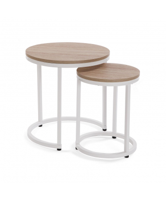 Set 2 Mesas Nido Auxiliar Blanco / Madera